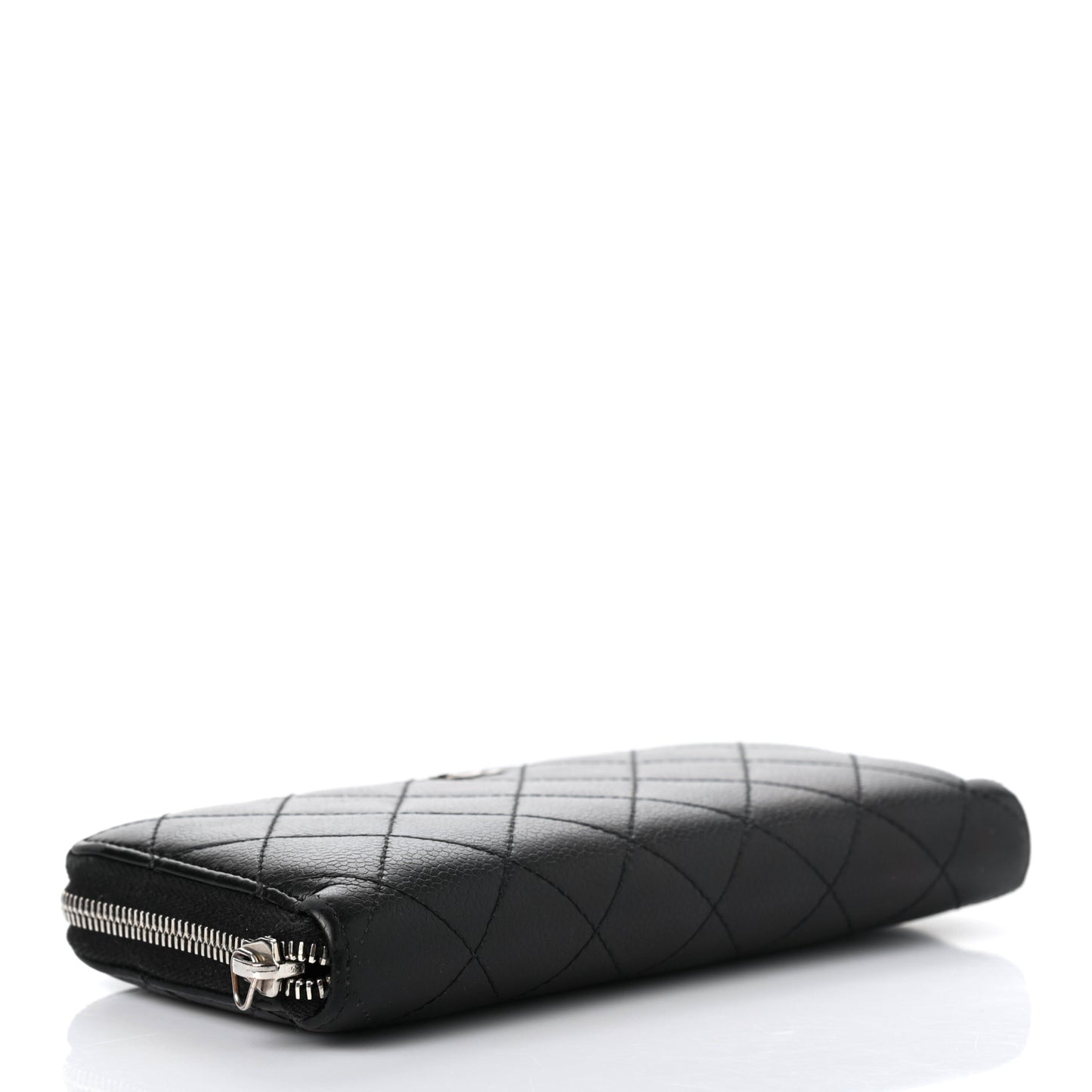 Caviar Quilted Large Gusset Zip Around Wallet Black