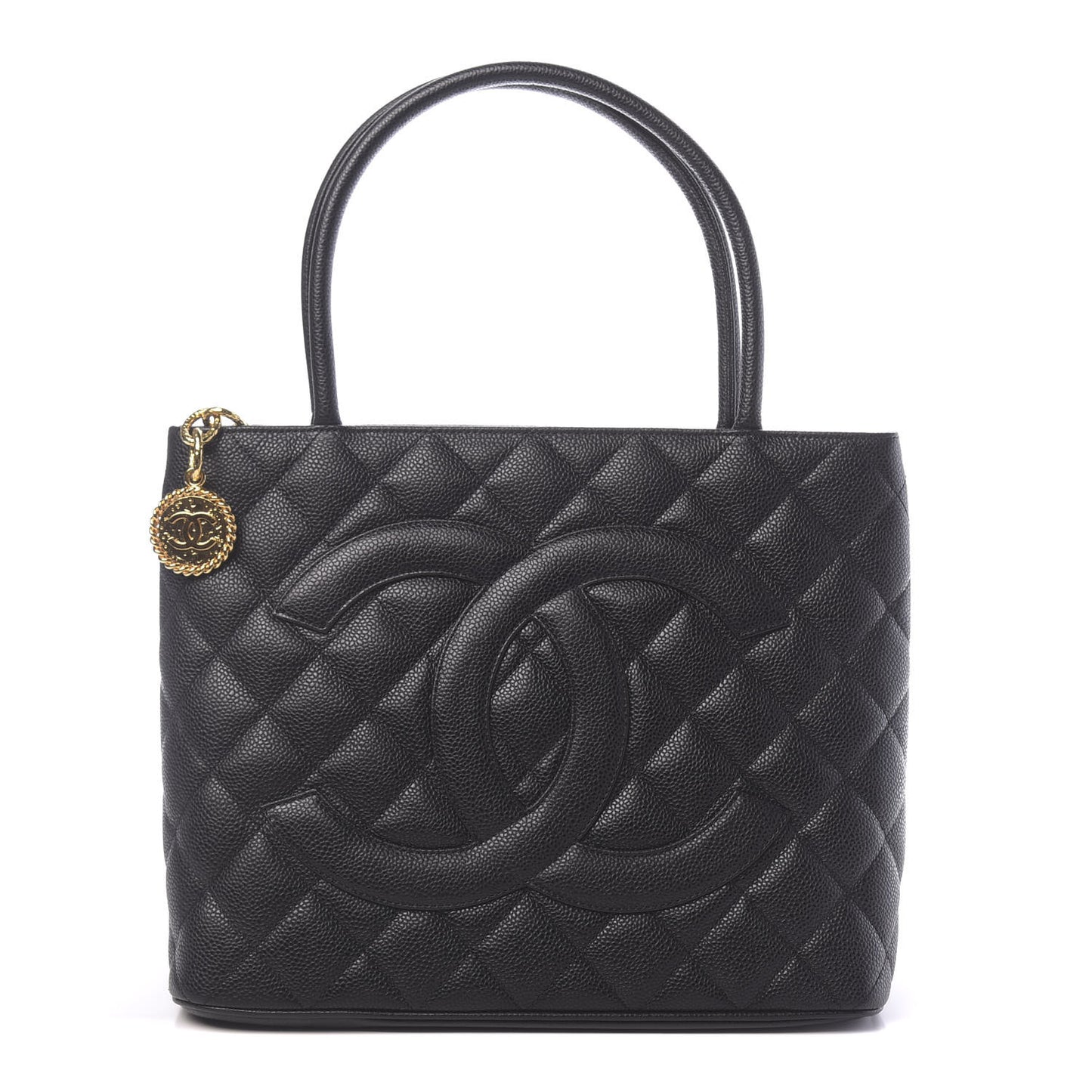 Caviar Quilted Medallion Tote Black
