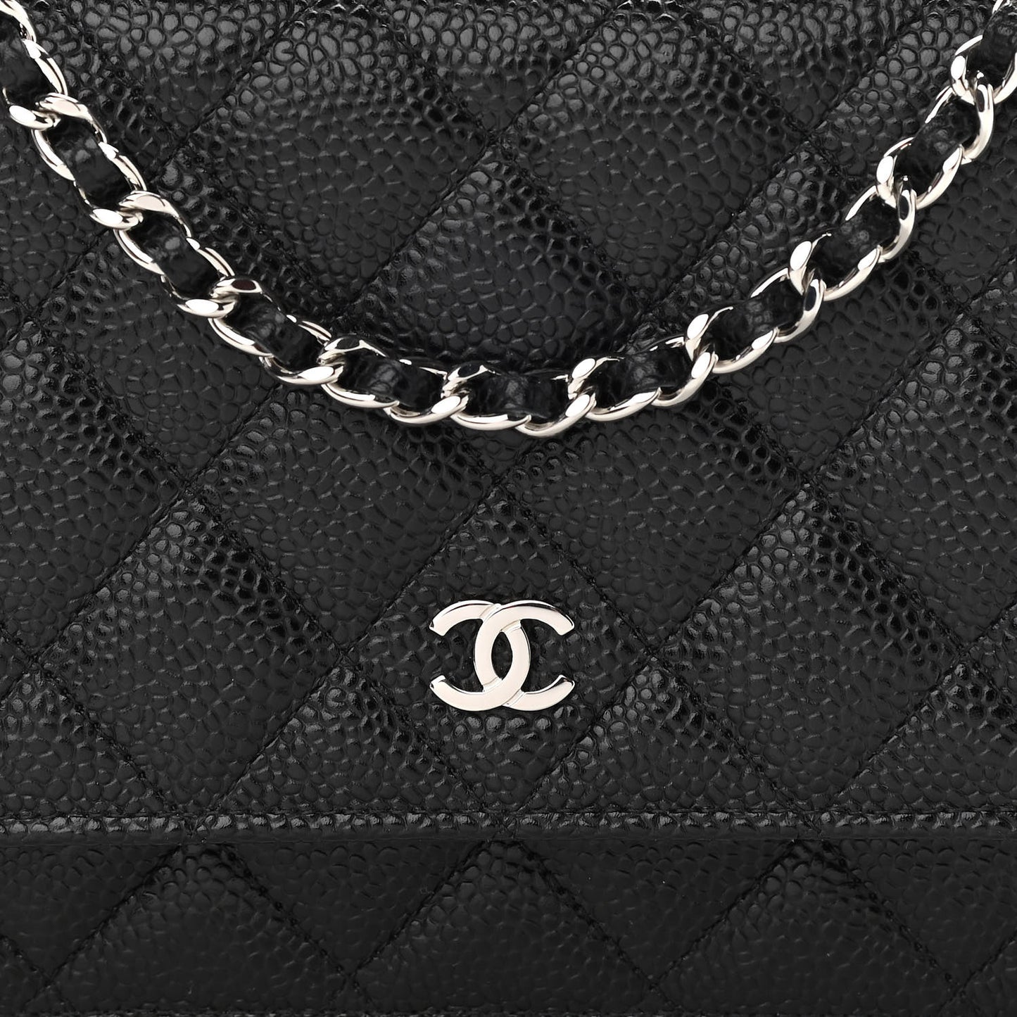 Caviar Quilted Wallet On Chain WOC Black