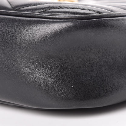 Gucci Calfskin Matelasse Small GG Marmont Chain Shoulder Bag Black 10 of 12