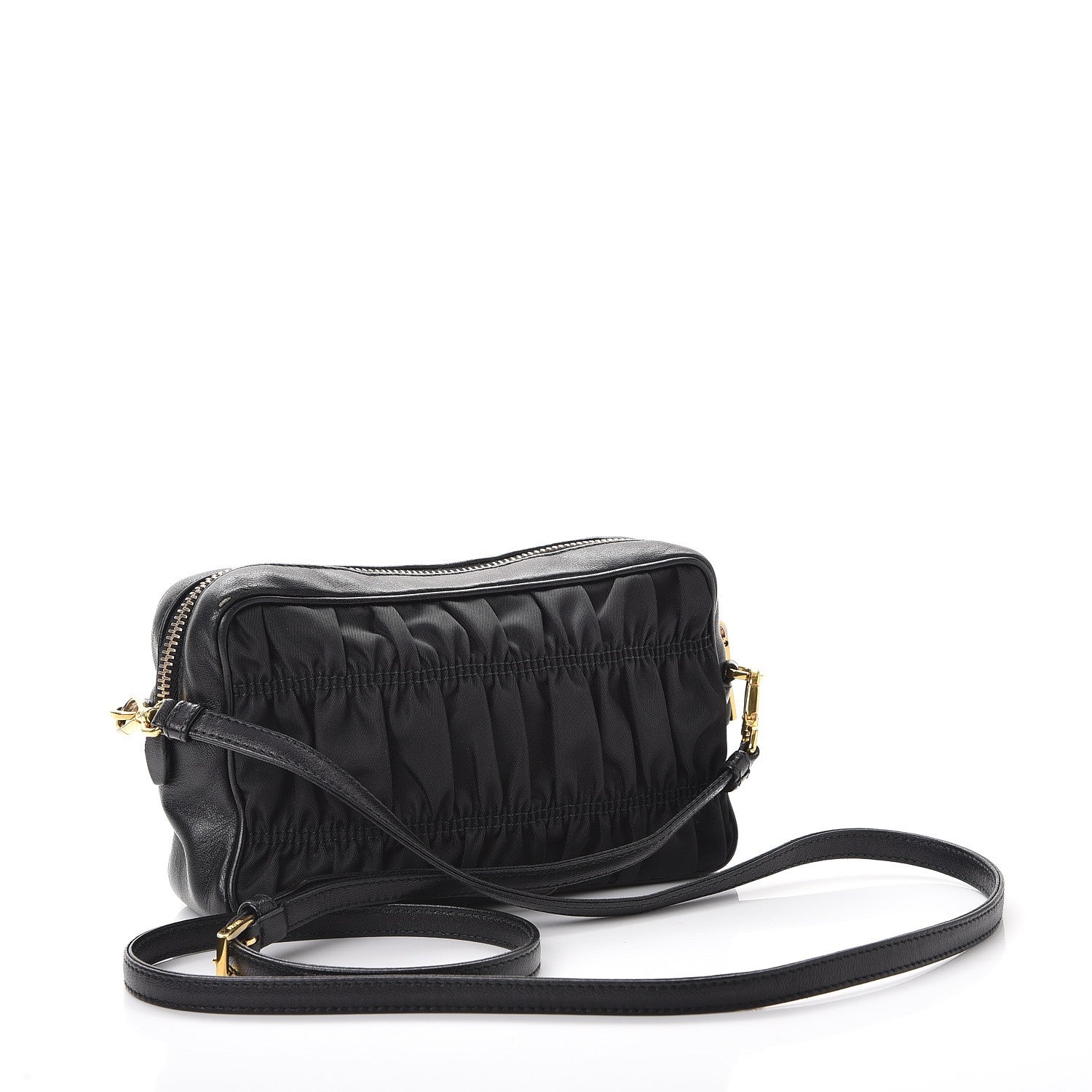 Prada Tessuto Nylon Calf Gaufre Camera Crossbody Nero Black 4 of 12