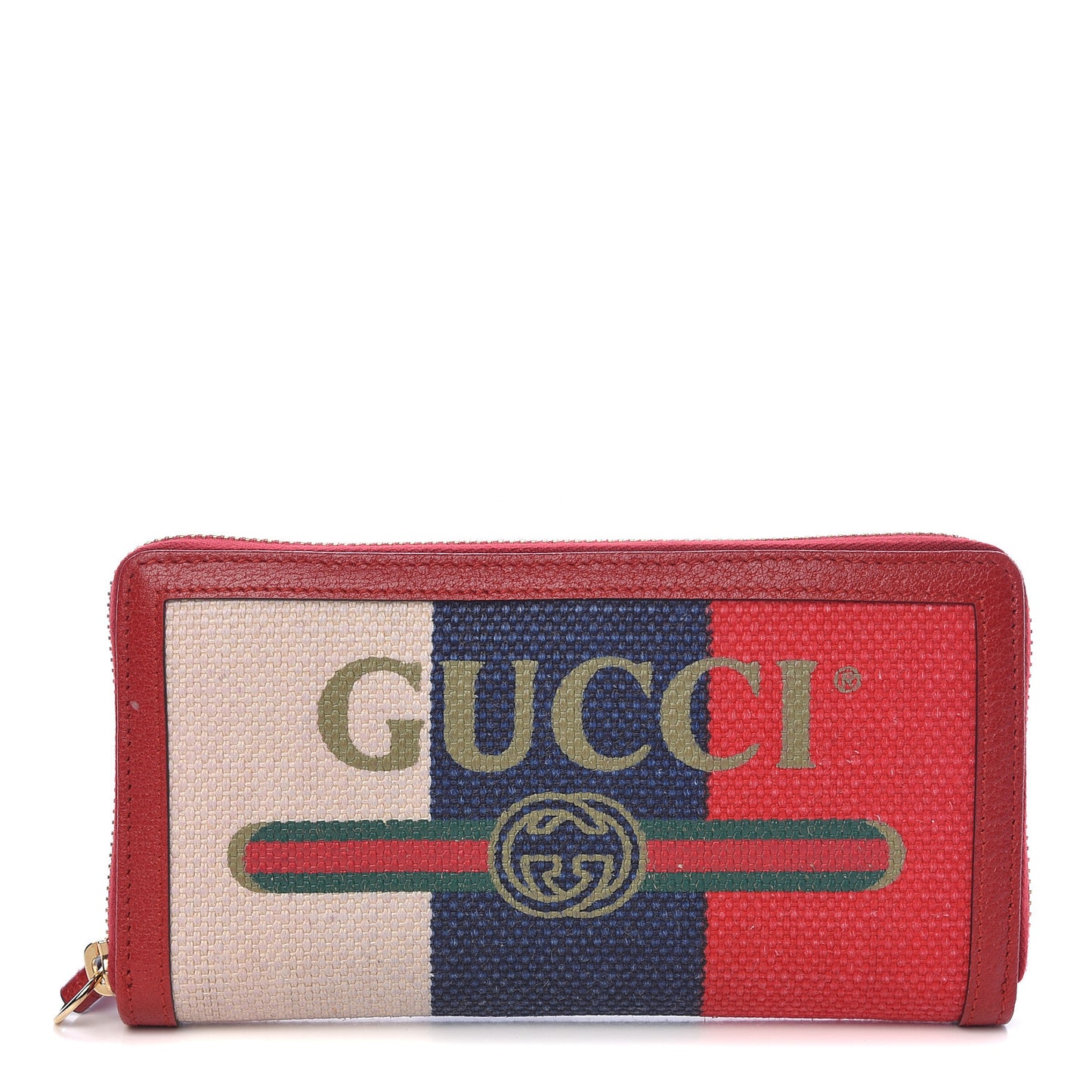 Canvas Sylvie Stripe Logo Zip Around Wallet Mystic White Hibiscus Red Maritime