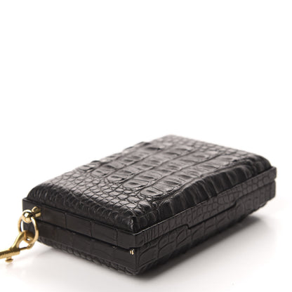 Celine Crocodile Embossed Calfskin Minaudiere Box Wrist Wallet Black 4 of 6