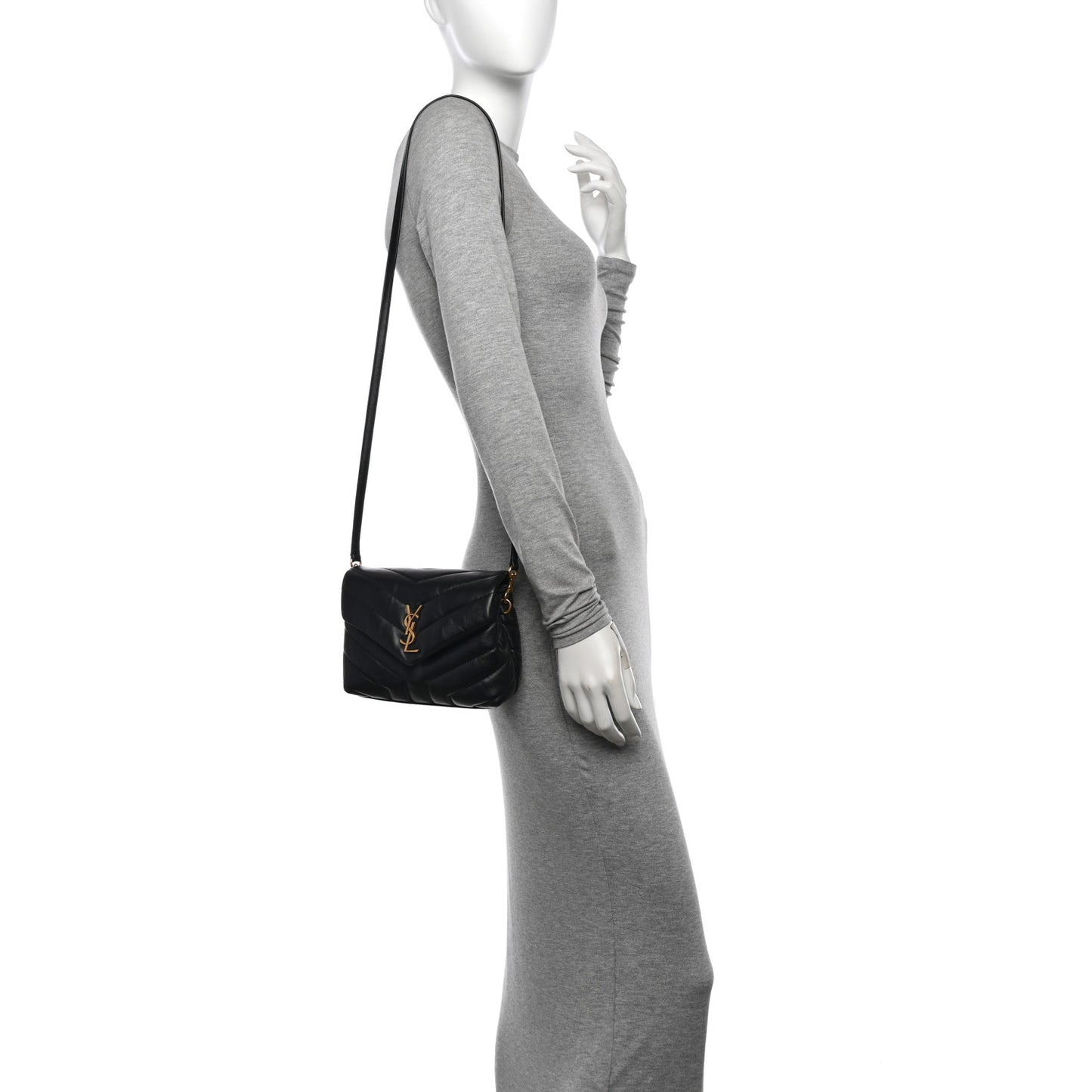 Calfskin Y Quilted Monogram Toy Loulou Crossbody Bag Black