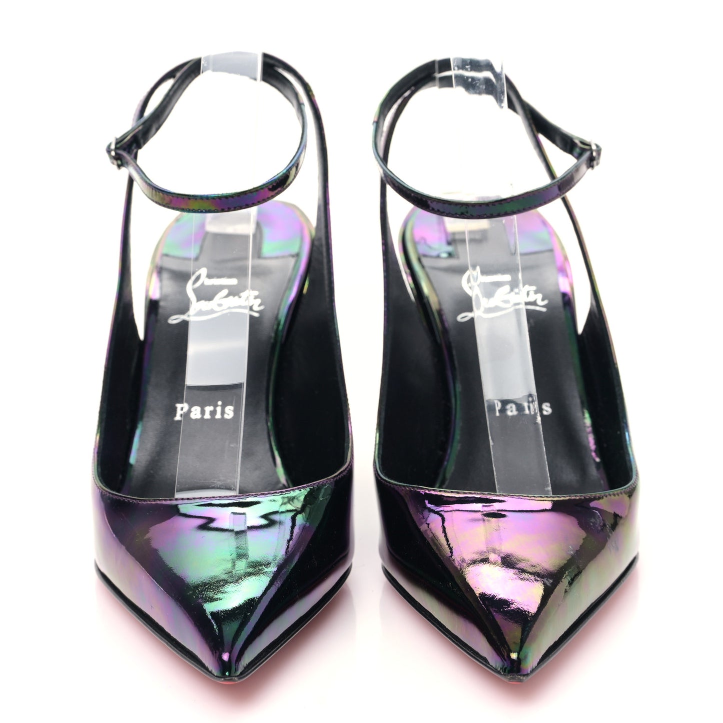 Patent Iridescent Sling Condorage 85 Wedge Pumps 39.5 Black