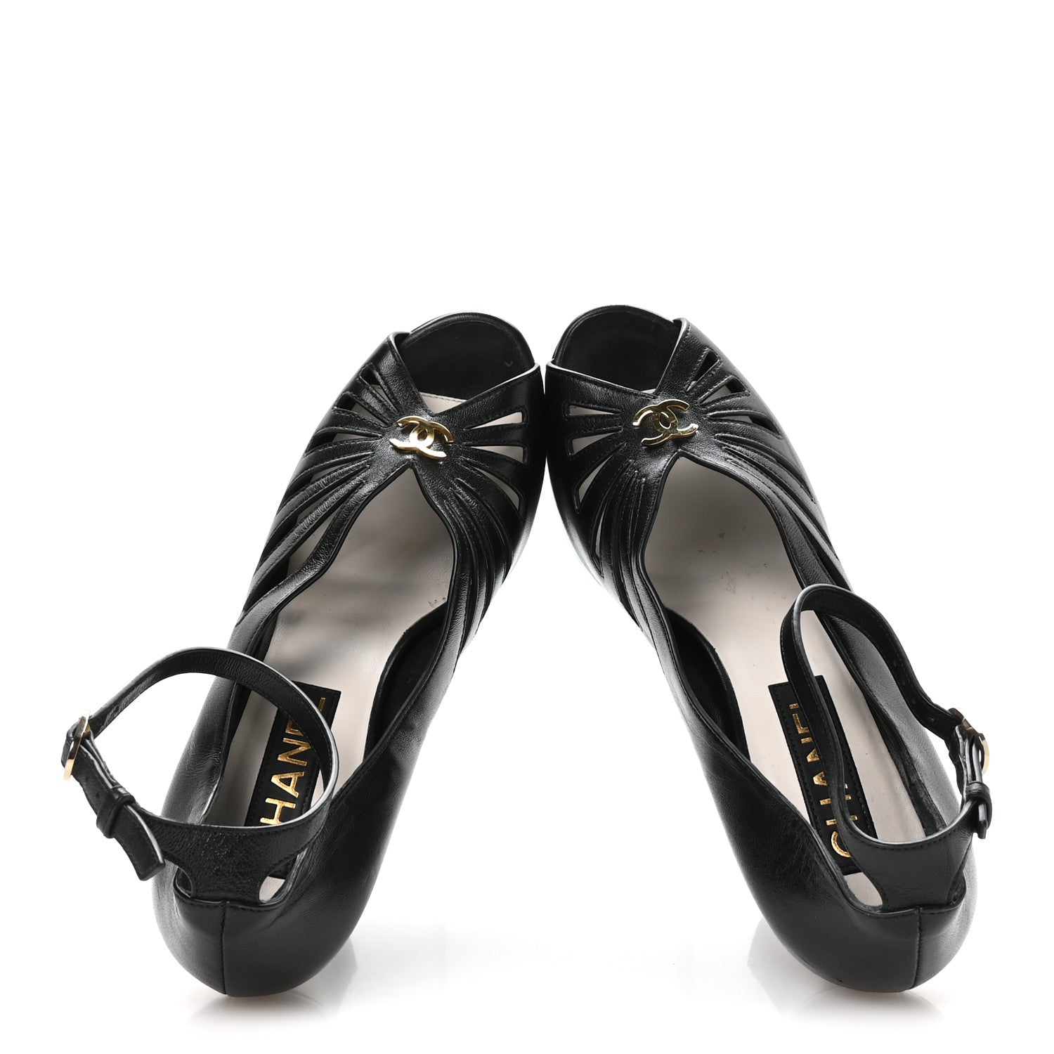 Chanel Nappa CC Platform Sandals 38 Black 2 of 8