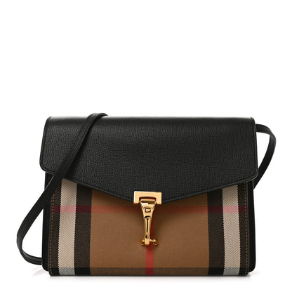 Burberry Derby Calfskin House Check Baby Macken Crossbody Bag Black 1 of 10
