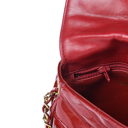 Chanel Patent Quilted Chevron Mini Flap Bag Red 13 of 15