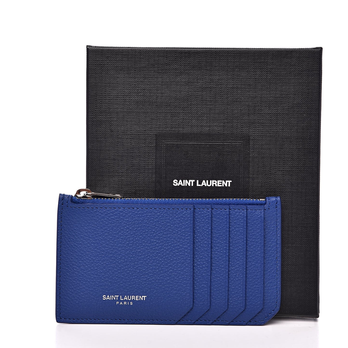 Grained Calfskin 5 Fragments Zip Pouch Card Holder Deep Marjorelle