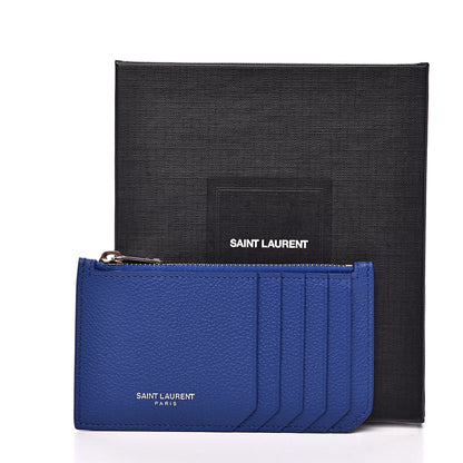 Saint Laurent Grained Calfskin 5 Fragments Zip Pouch Card Holder Deep Marjorelle 9 of 9