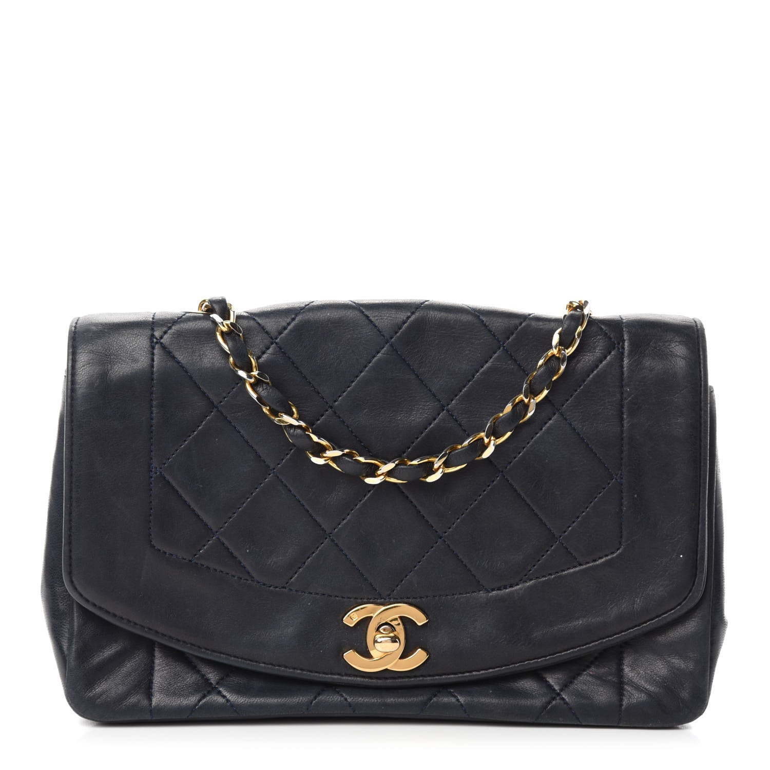 Chanel Lambskin Quilted Small Single Flap Bag Navy 1 of 13