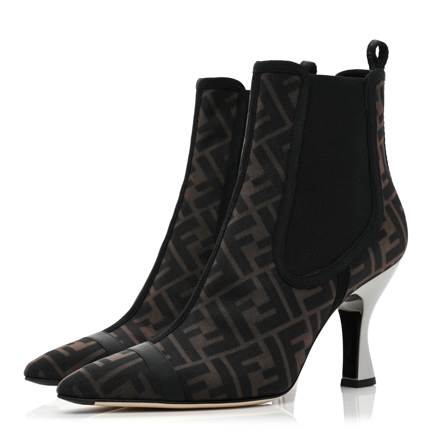 Mesh Tulle FF Colibri 85mm Ankle Booties 41 Tobacco Moro Black
