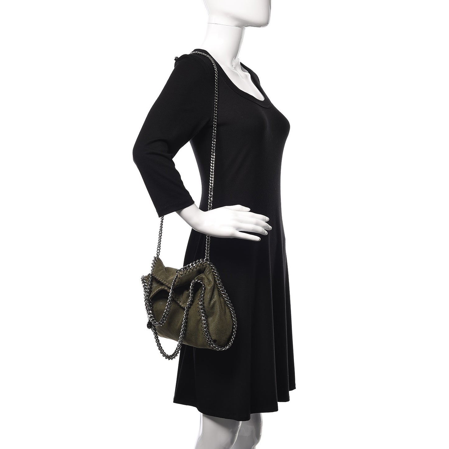 Shaggy Deer Mini Falabella Fold Over Tote Olive