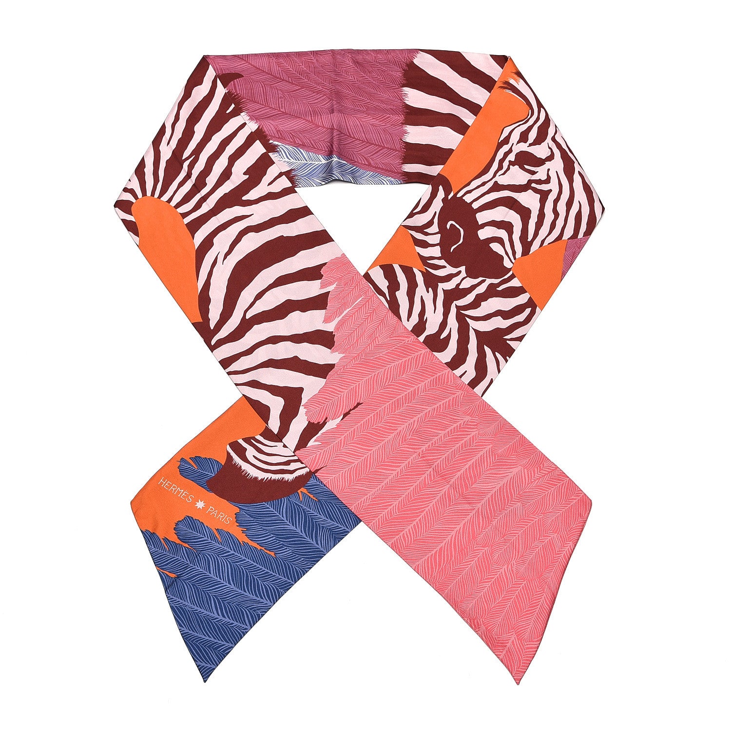 Hermes Silk Zebra Pegasus Maxi Twilly 1 of 5