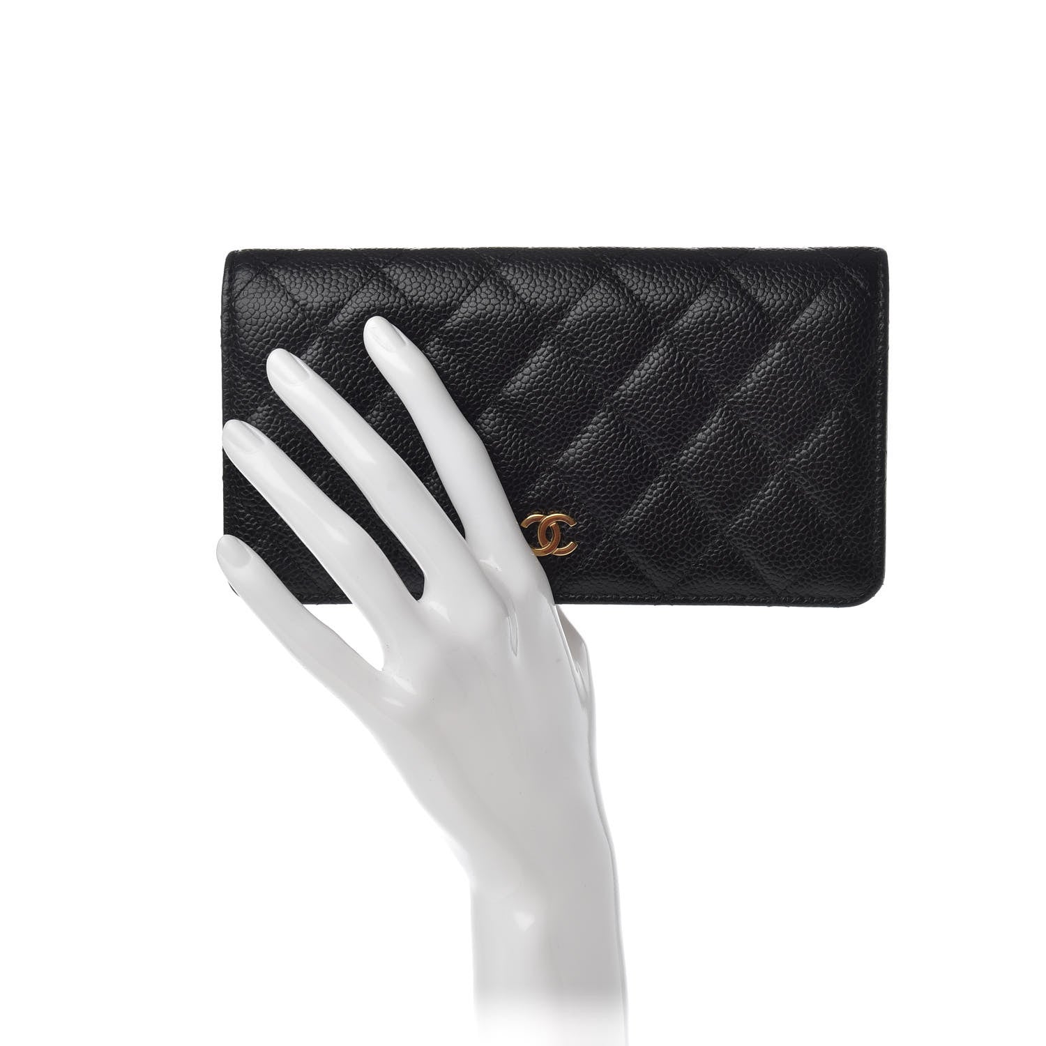 Chanel Caviar Quilted Yen Wallet Black 2 of 8