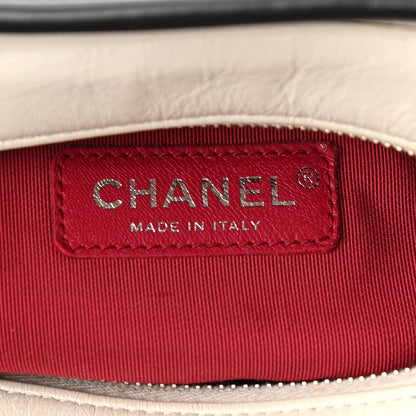 Chanel Aged Calfskin Chevron Quilted Small Gabrielle Hobo Black White 5 of 10