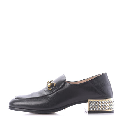 Gucci Goatskin Crystal Womens Horsebit Loafers 35 Black 1 of 13
