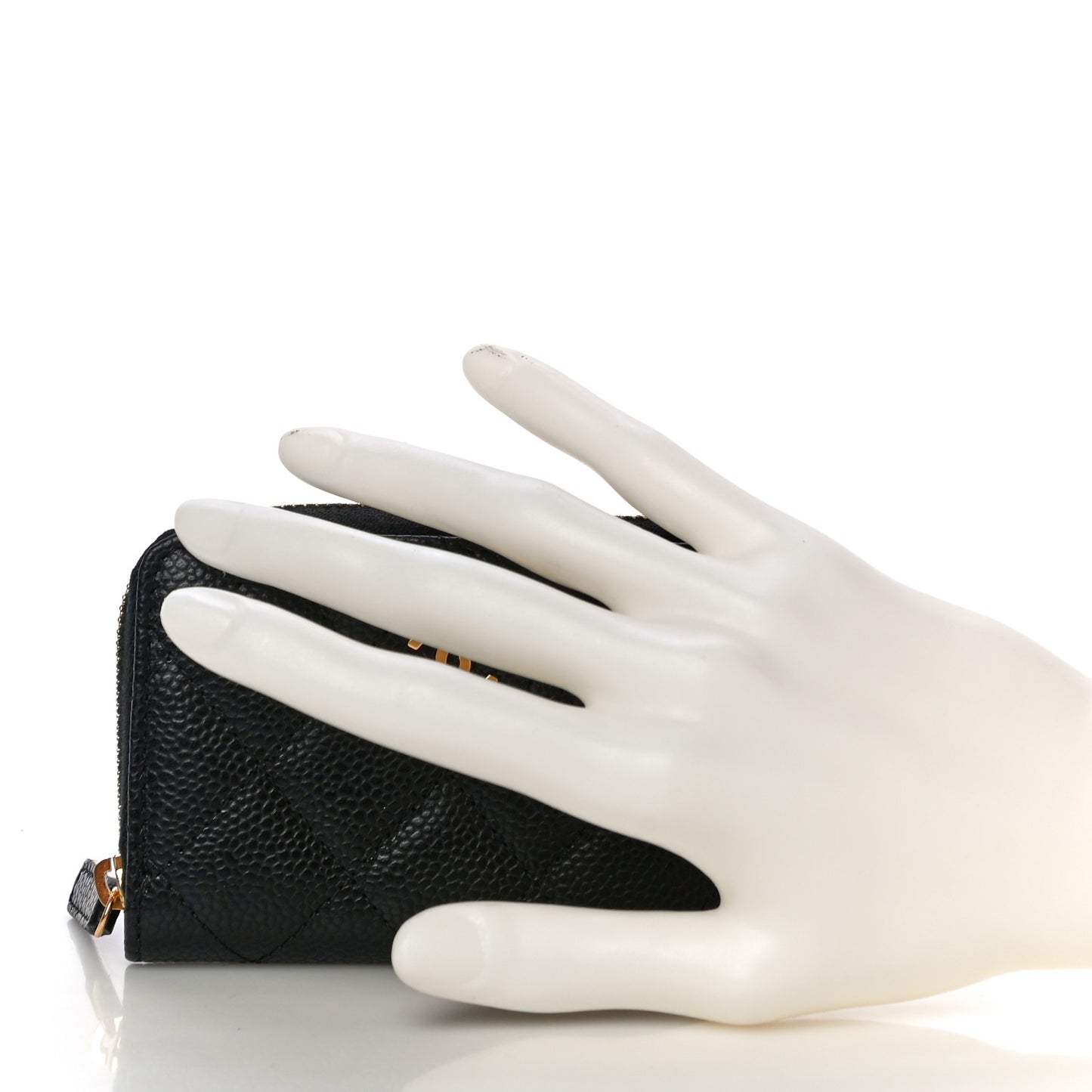 Caviar Quilted Classic Zipped Coin Purse Black