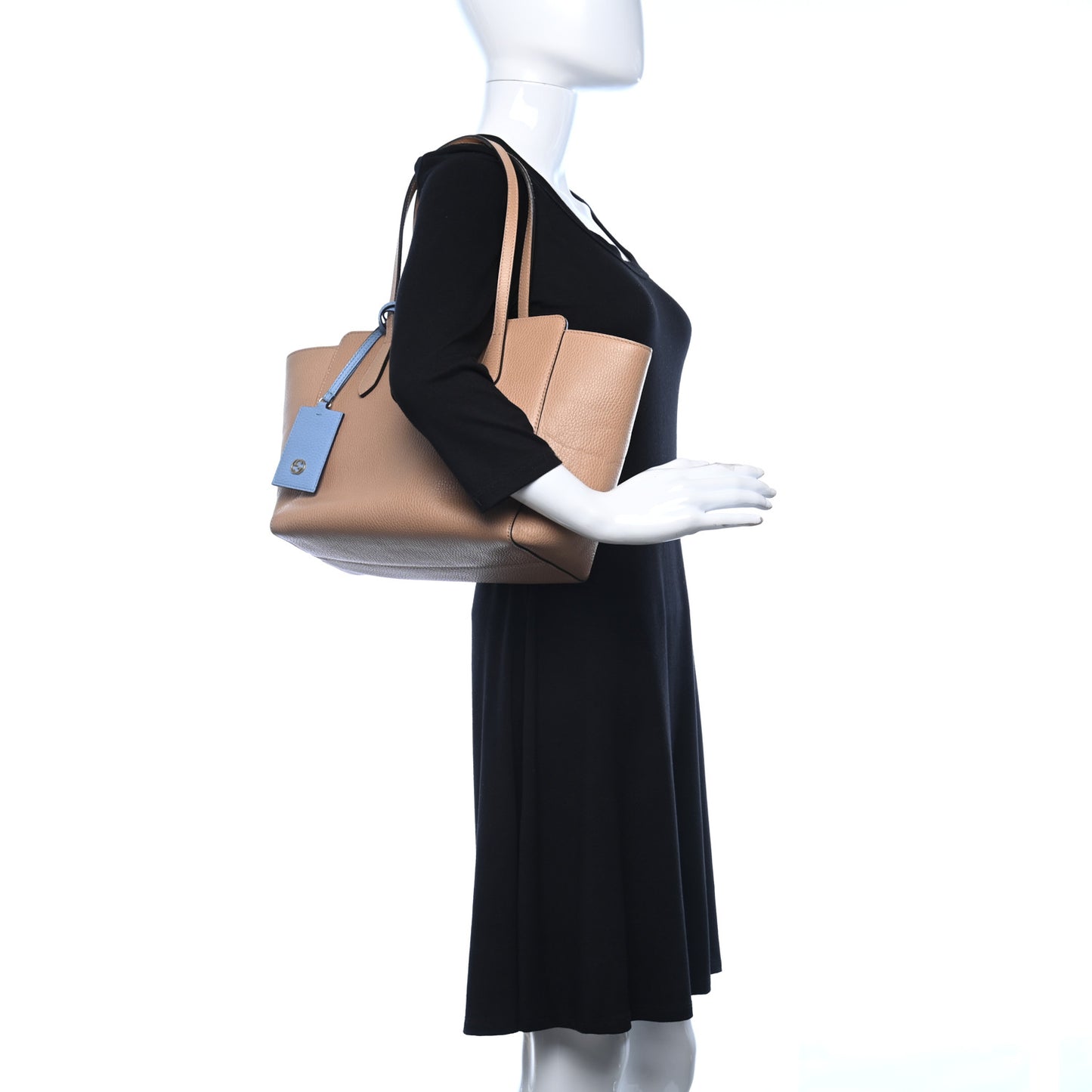 Dollar Calfskin Small Swing Tote Camelia Mineral Blue