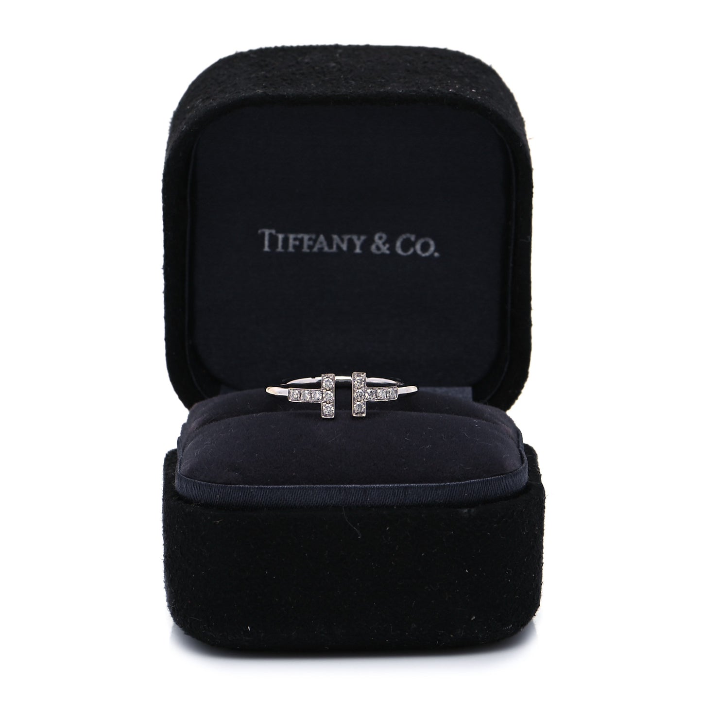 18K White Gold Diamond T Wire Ring 54 6.75