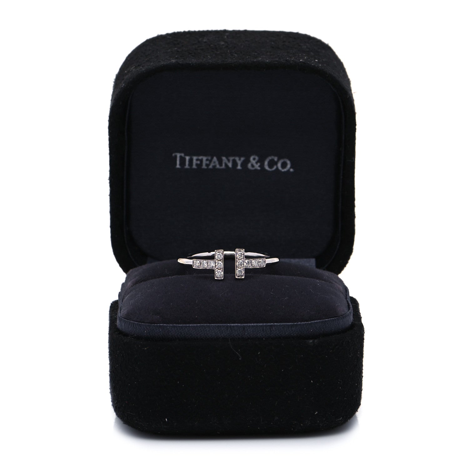 Tiffany 18K White Gold Diamond T Wire Ring 54 6.75 5 of 5