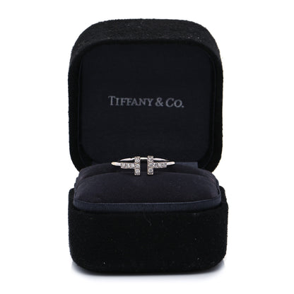 Tiffany 18K White Gold Diamond T Wire Ring 54 6.75 5 of 5