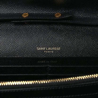 Saint Laurent Grain De Poudre Matelasse Chevron Monogram Chain Wallet Black 6 of 9