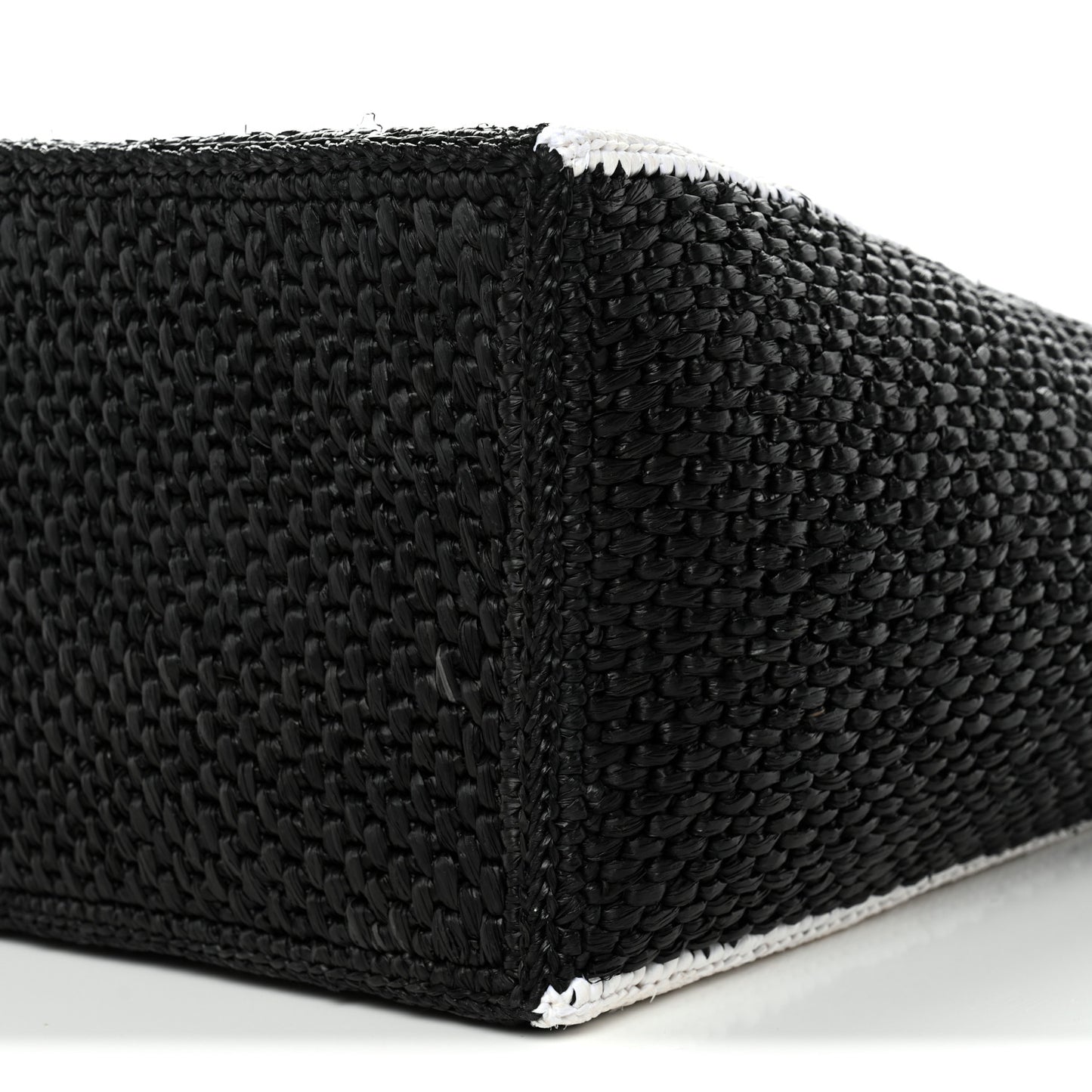 Raffia Large Paula's Ibiza Logo Tote Black White