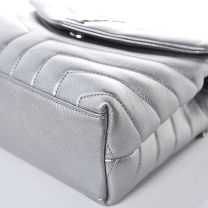 Saint Laurent Calfskin Y Quilted Monogram Small Loulou Chain Satchel Silver 11 of 14