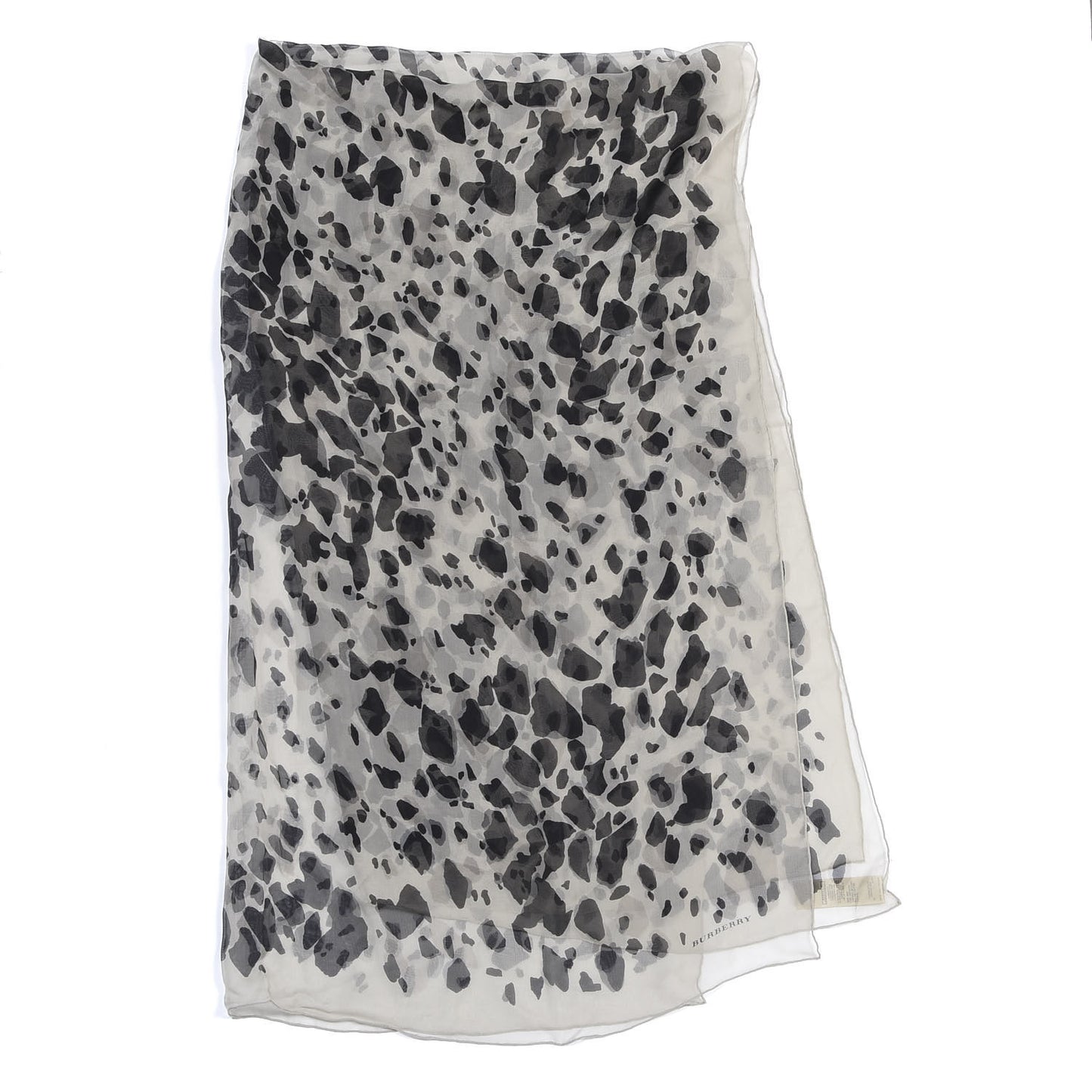 Silk Animal Print Scarf Black White