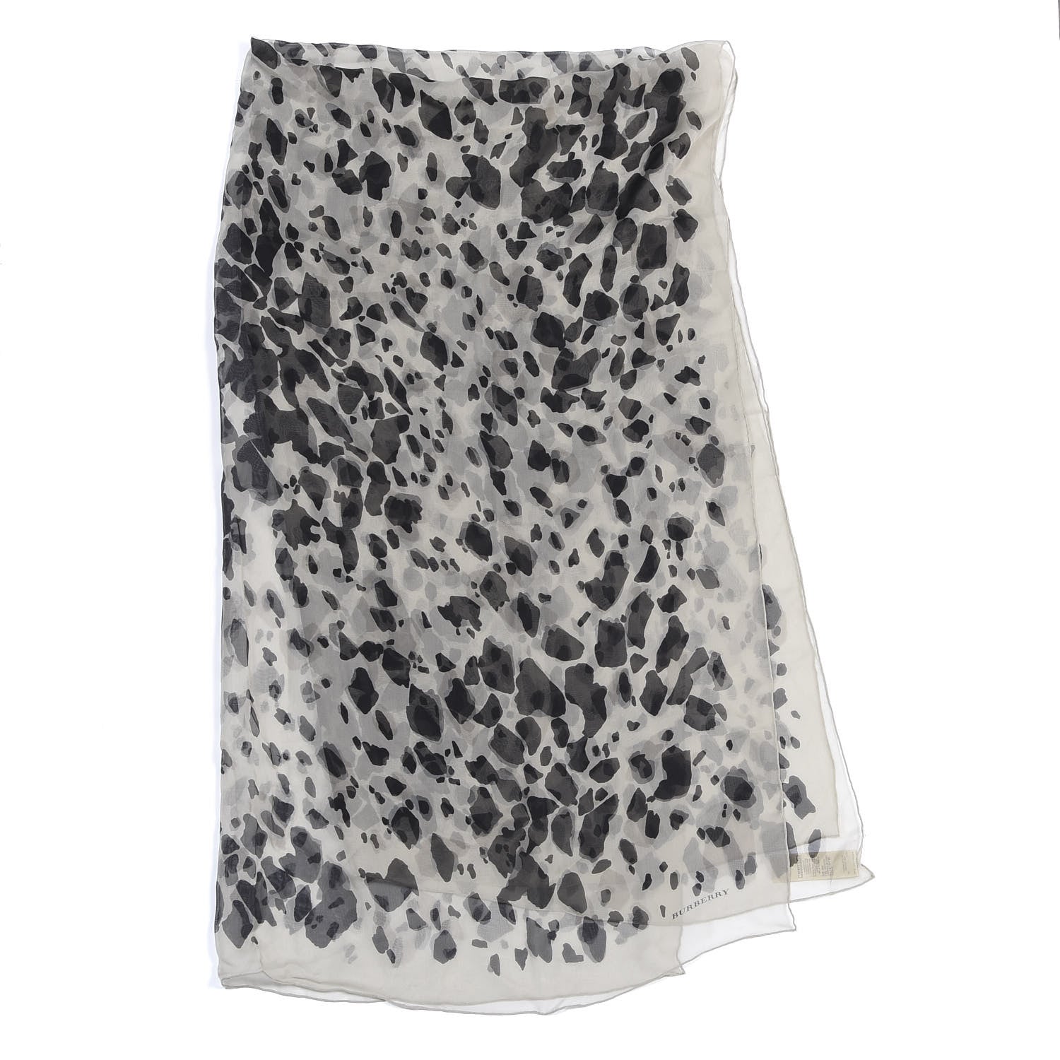 Burberry Silk Animal Print Scarf Black White 2 of 4