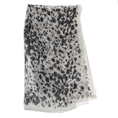 Burberry Silk Animal Print Scarf Black White 2 of 4