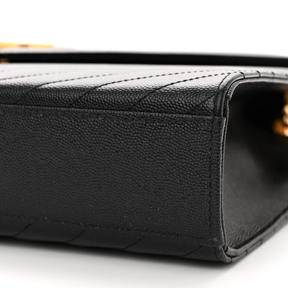 Saint Laurent Grain De Poudre Matelasse Chevron Large Monogram Satchel Black 8 of 10