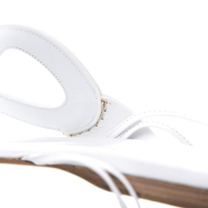 Hermes Calfskin Chaine d'Ancre Lace Up Sandals 39 White 9 of 12