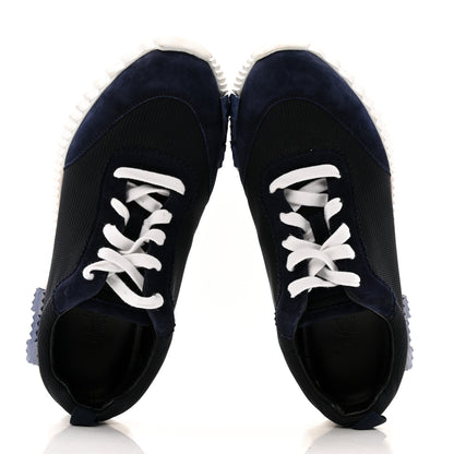Hermes Air Mesh Suede Goatskin Bouncing Sneakers 39 Bleu Ocean 2 of 13