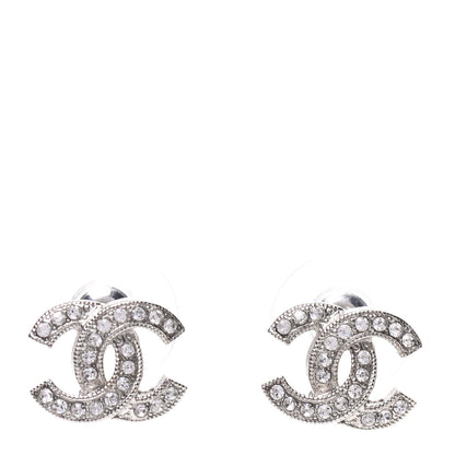 Chanel Crystal Mini Timeless CC Earrings Silver 1 of 3