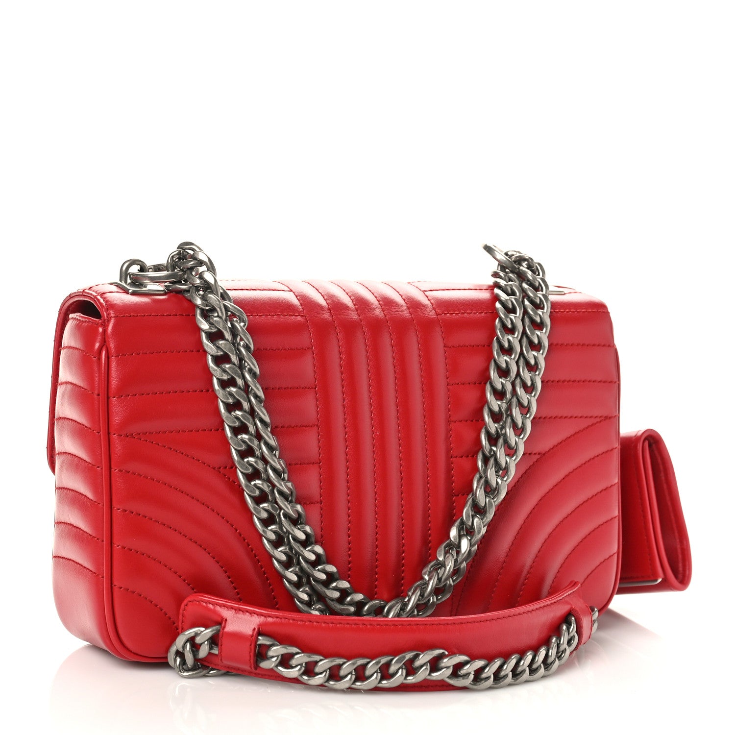 Prada Soft Calfskin Impunture Diagramme Medium Chain Flap Shoulder Bag Fuoco 3 of 8