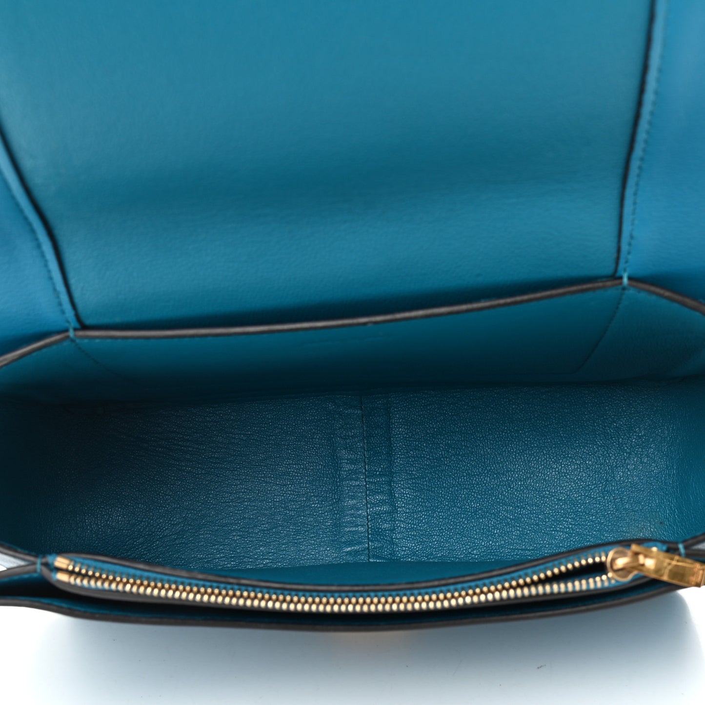Shiny Smooth Calfskin Medium Frame Shoulder Bag Turchese Liquorice
