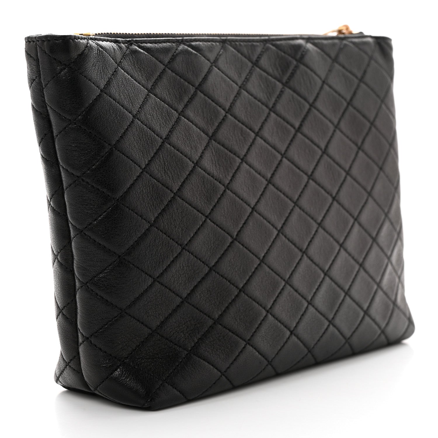 Saint Laurent Lambskin Quilted Gaby Cosmetic Pouch Black 3 of 9
