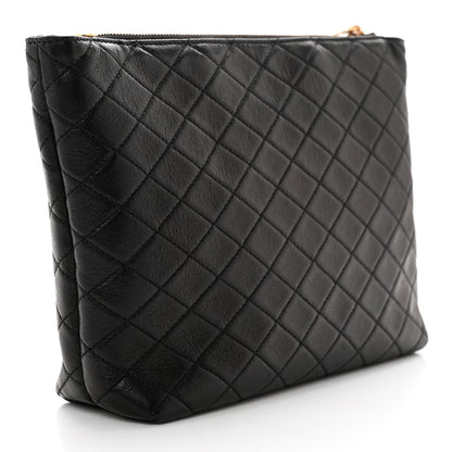 Saint Laurent Lambskin Quilted Gaby Cosmetic Pouch Black 3 of 9