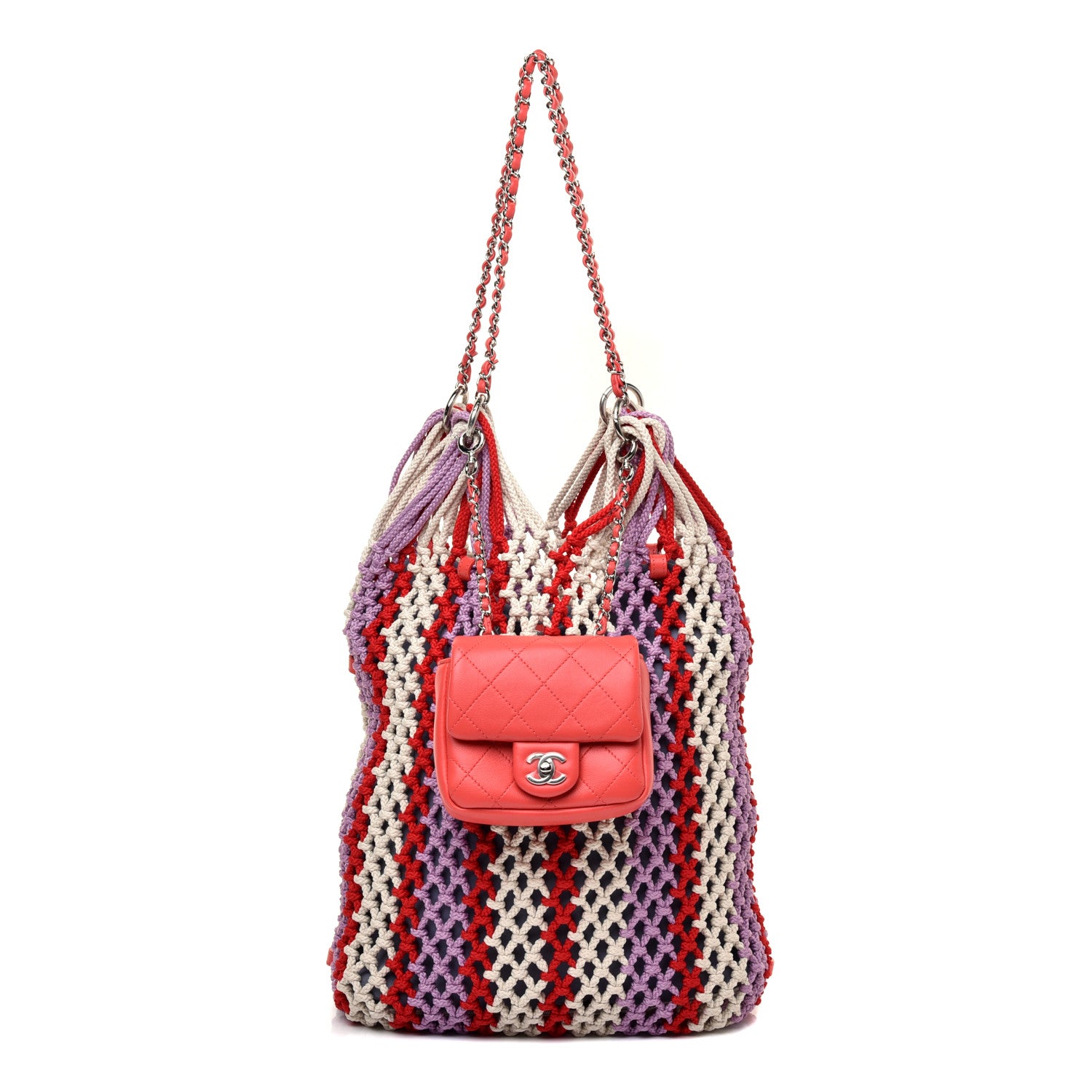 Chanel Lambskin Mixed Fibers Large Shopping Bag Red Purple White 1 of 13