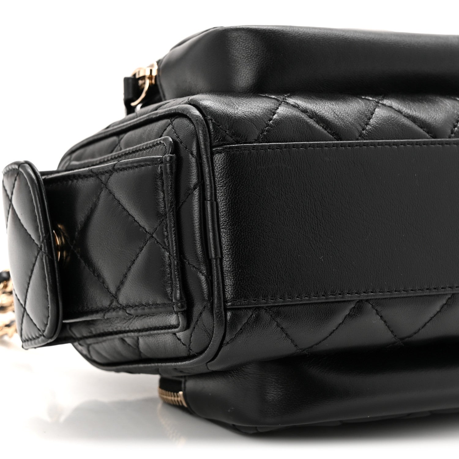 Chanel Shiny Crumpled Lambskin Quilted Small Preppy Pocket Camera Case Black 8 of 9