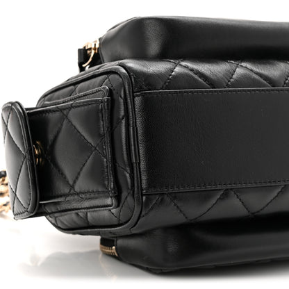 Chanel Shiny Crumpled Lambskin Quilted Small Preppy Pocket Camera Case Black 8 of 9