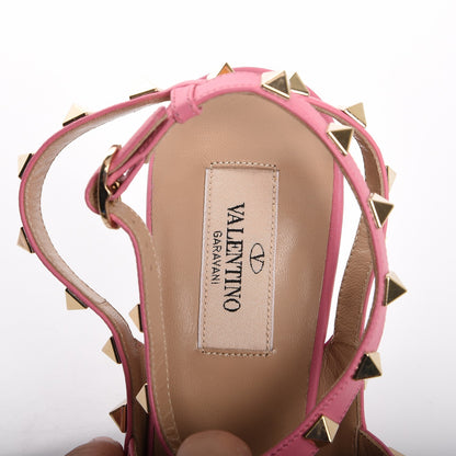 Valentino Garavani Pebbled Calfskin Rockstud Ankle Strap Pumps 40 Pink 8 of 8