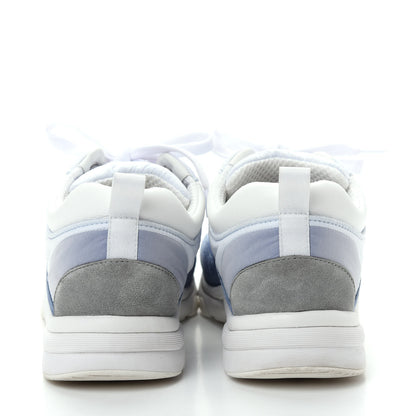 Chanel Suede Calfskin Nylon CC Sneakers 37.5 Sky Blue 7 of 10