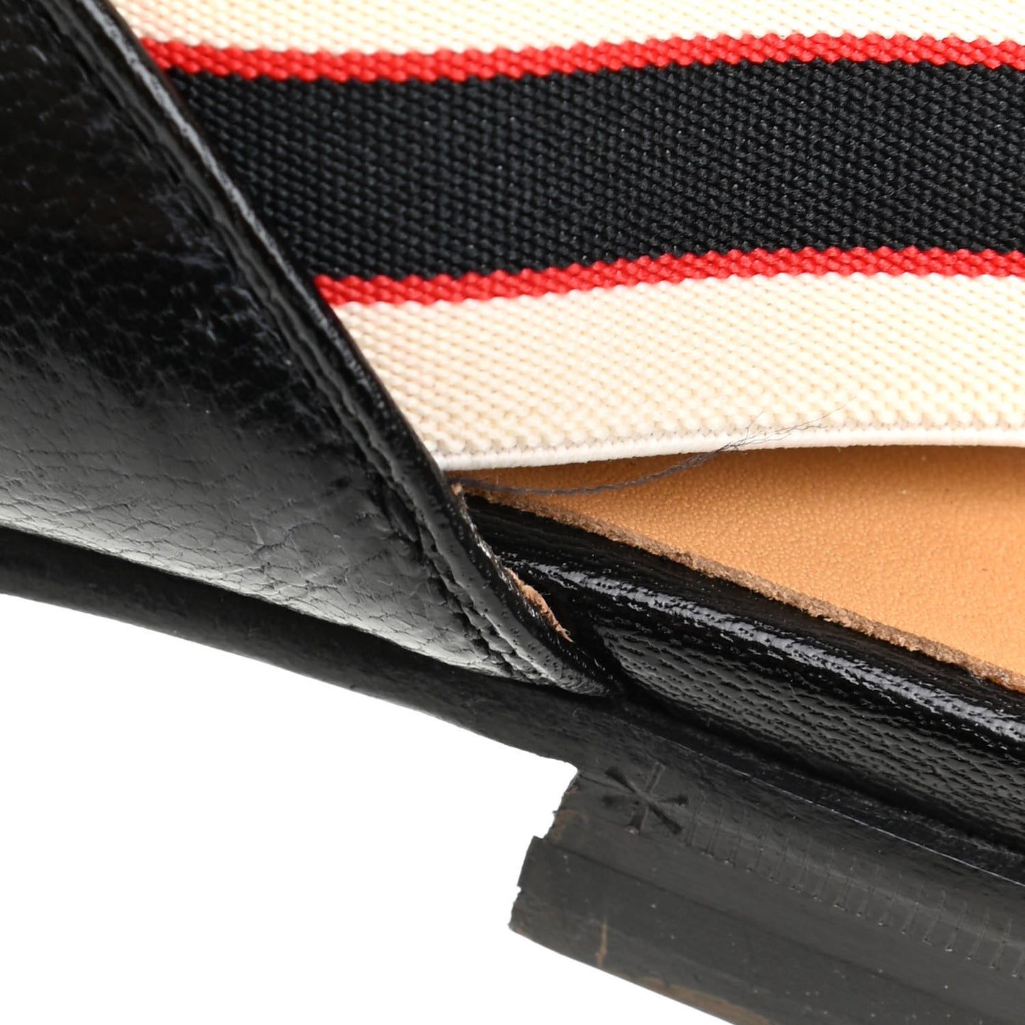 Goatskin Stripe Mens Horsebit Slingback Slippers 7 Black