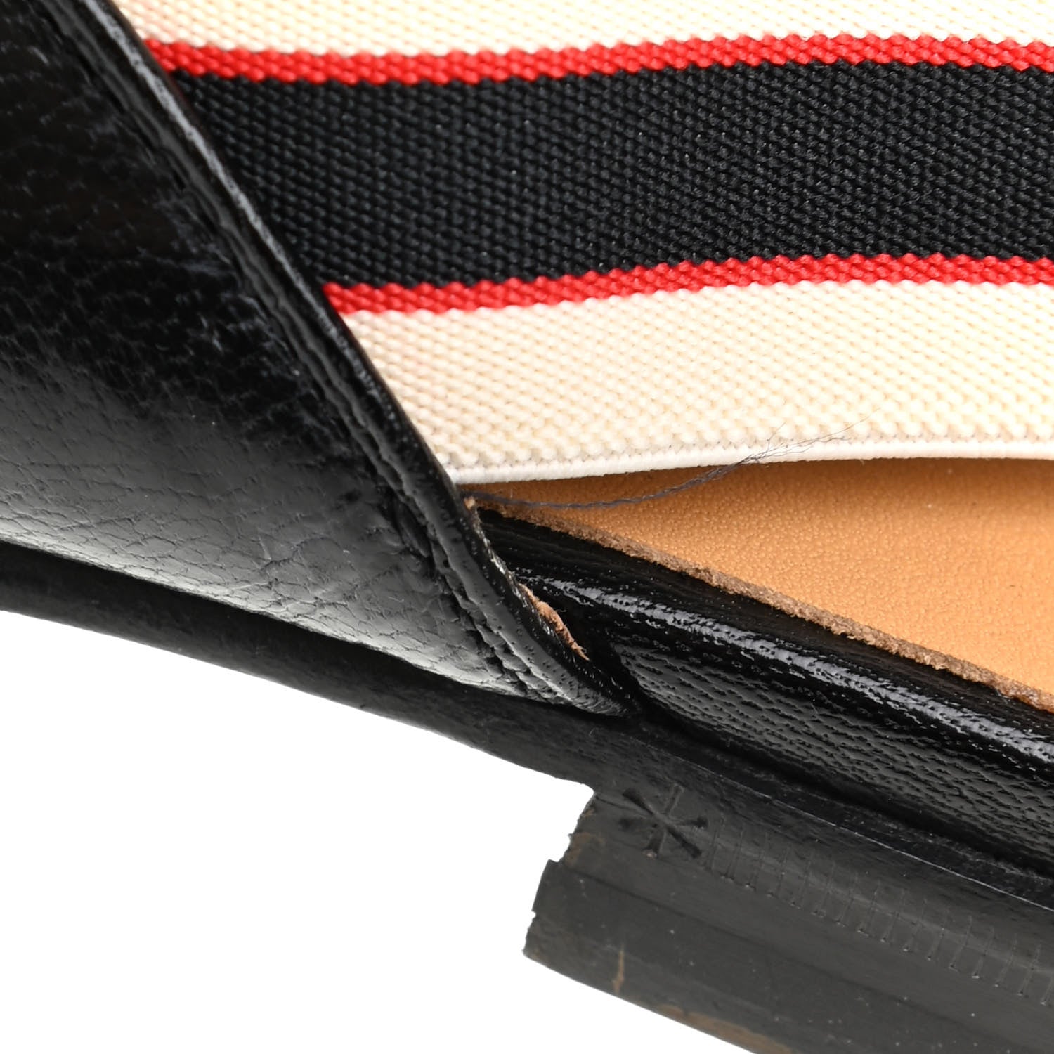 Gucci Goatskin Stripe Mens Horsebit Slingback Slippers 7 Black 9 of 13