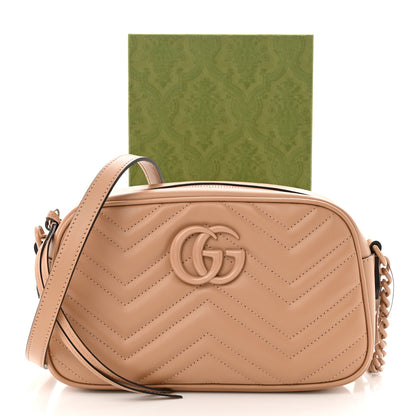 Gucci Calfskin Matelasse Monochrome Small GG Marmont Chain Shoulder Bag Camelia 11 of 11