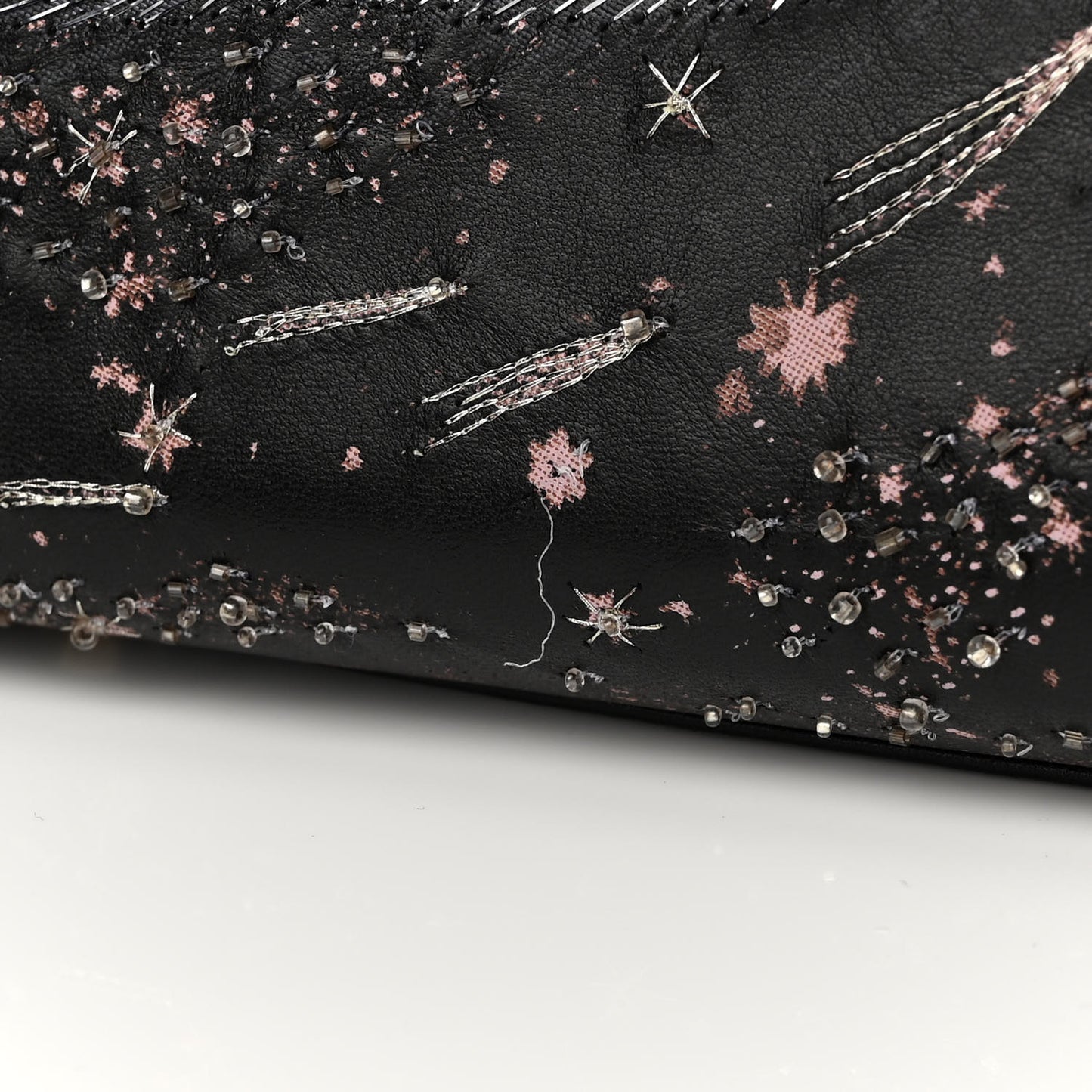 Lambskin Embroidered Medium C'est I Feel Blue Lady Dior Black