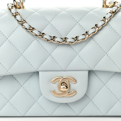 Chanel Lambskin Quilted Mini Top Handle Rectangular Flap Light Blue 8 of 10